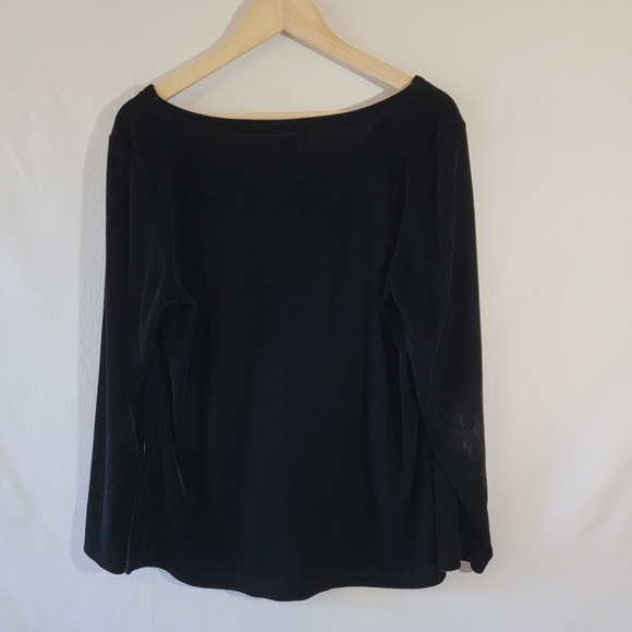 VTG August Silk Black V-Neck Long Sleeve Velvet Top Sz L Whimsigoth Fairy Grunge - Picture 2 of 9